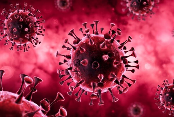 Blog - Covid-19 - Coronavirus In Red Background - Virology Concept - 3d Rendering