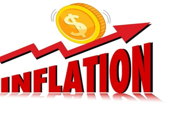 Insurance Inflation blog - The word inflation with a crazy up arrow and a gold coin